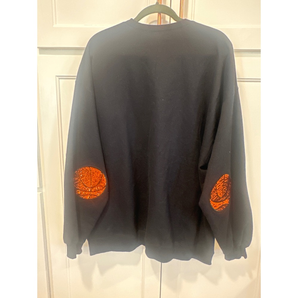 Game Day Pearl Rhinestone Sweatshirt Basketball Sequin sports game Black 2XL EUC - Picture 6 of 7
